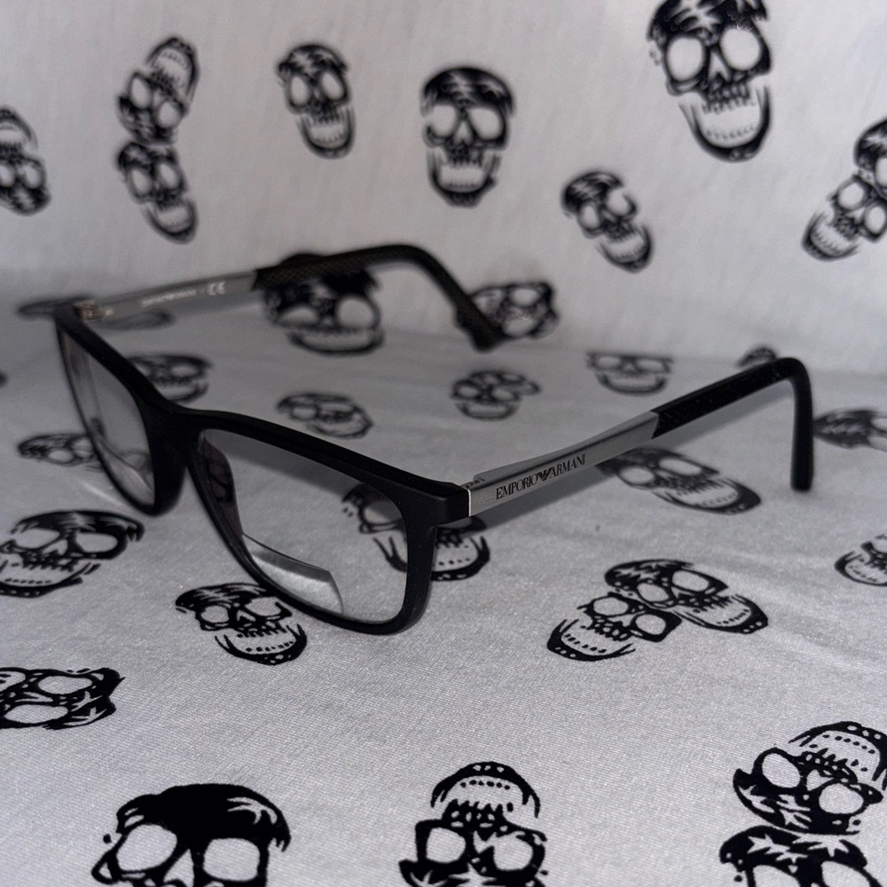 Emporio Armani EA3069 rectangular eyeglasses with a matte black frame.